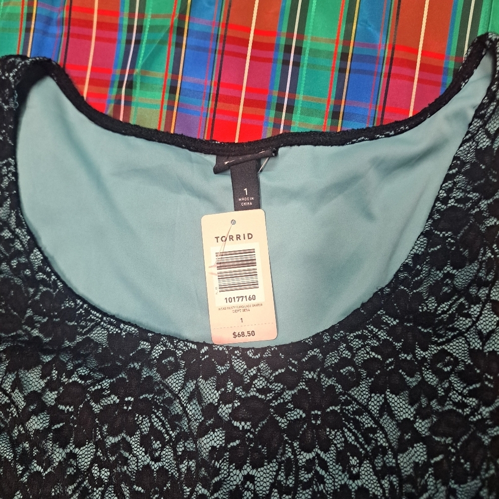 Torrid Black and Teal Lace Dress - Picture 5 of 9